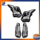 For Cadillac ATS 2013-2018 Left+Right Headlights Halogen&LED Tail Lights Black