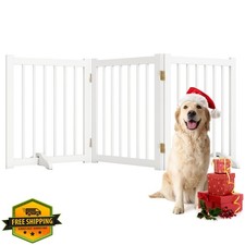 Indoor Dog Gate,Wooden Freestanding Dog Gate for Stairs or Doorways-3 Panels ...
