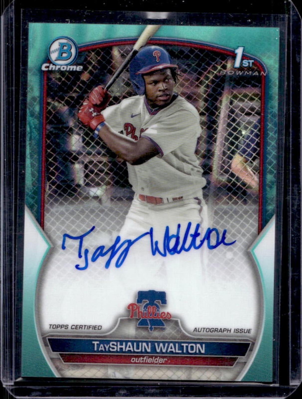 2023 Bowman Draft TayShaun Walton Chrome Auto Aqua Lava Refractor 1st #/199
