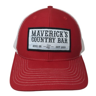 Maverick's Country Bar Snapback Trucker Hat Red One Size Mesh Back