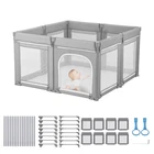 Foldable Baby Playpen 47.2" with Zippered Door & Soft Mesh for 6-24 Months