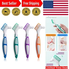 Gentle Denture Cleaning Brushes with Comfortable Grip - 4 Colors Available