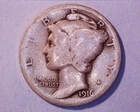 1916  Mercury Head Silver Dime ~ **129-6D