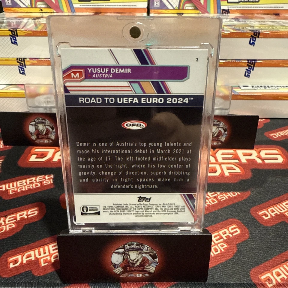 2023 Topps Finest Road to UEFA Euro 2024 - Yusuf Demir #2 Super  Refractor  1/1 - Image 2 of 3