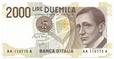 2000 LIRE GUGLIELMO MARCONI PRIMA SERIE TRIPLA A 24/10/1990 FDS