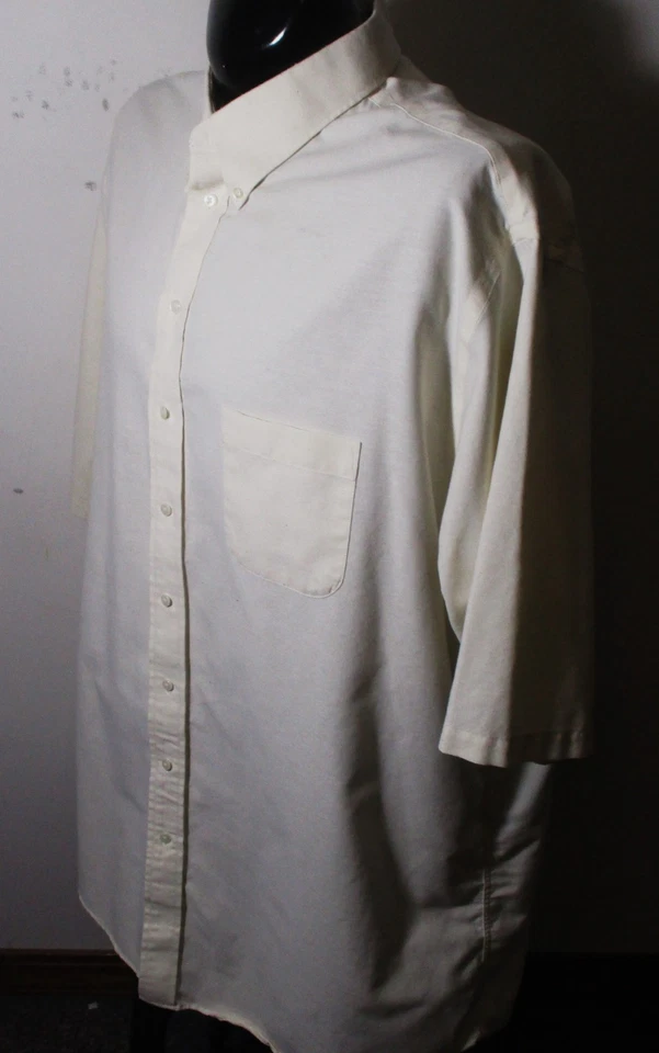 STAFFORD Beige Short Sleeve "Oxford" Dress Shirt Men's Size 19 X-Tall - Image 4 of 4