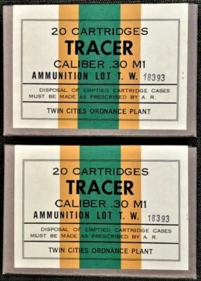 TWIN CITIES ORDNANCE PLANT TWIN CITIES ORDNANCE CAL. .30 M1 TRACER WWII NEW REPLICA 20 ROUND AMMO BOXES