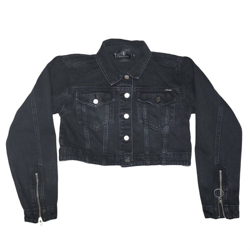 Volcom Crop N Block Black Denim Jacket 