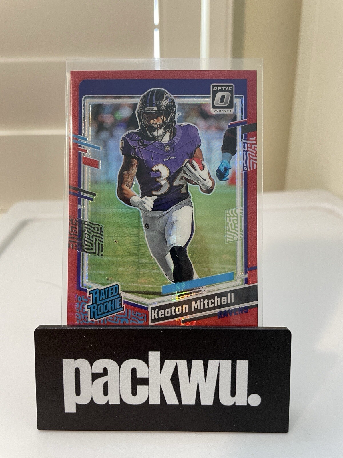 2023 Optic - Rated Rookie RED HYPER Keaton Mitchell #207 RAVENS SP HOBBY MEGA