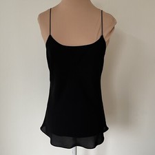 Theory Black Matte Georgette Silk Slip Top Shell Cami H0102504 EUC Size Small
