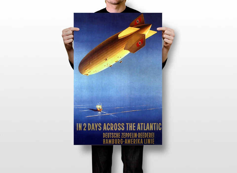 Zeppelin Across Atlantic Hamburgo Viajes Turismo Vintage Arte Pared - PÓSTER 20x30 Foto 2 de 4