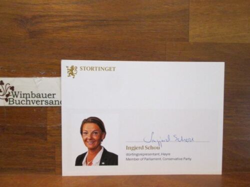 Original Autogramm Ingjerd Schou norwegische Ministerin /// Autogramm Aut 249508 - Bild 1 von 5