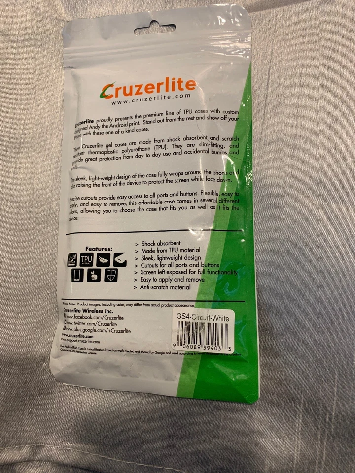 Funda TPU Cruzerlite Bugdroid Circuit - Samsung Galaxy S4 - Blanca Foto 2 de 4