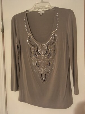 Cache Crystal Scoop Neck Top Sz M