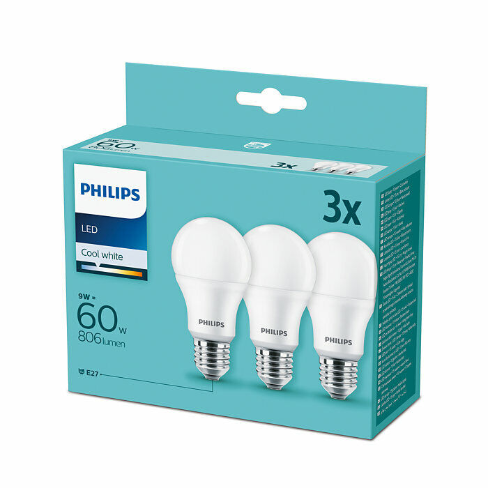 Philips Bulbs LED 3 PCS 230Vac 9W (60W) A60 806lm neutral white 4000 K A+ 8718699694944 | eBay