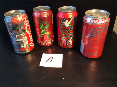 4  different Coke Cola   Australia Issue    Soft Drink  Issue 375ml. Cans   A  