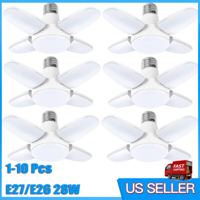 1-10 Pcs E27 LED Garage Light Bulb 28W Deformable Ceiling Lights Workshop Lamp