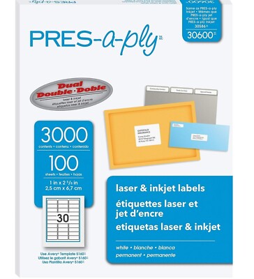 Avery Dennison Ave-30600 Address Label - 1'' Width X 2.62'' Length