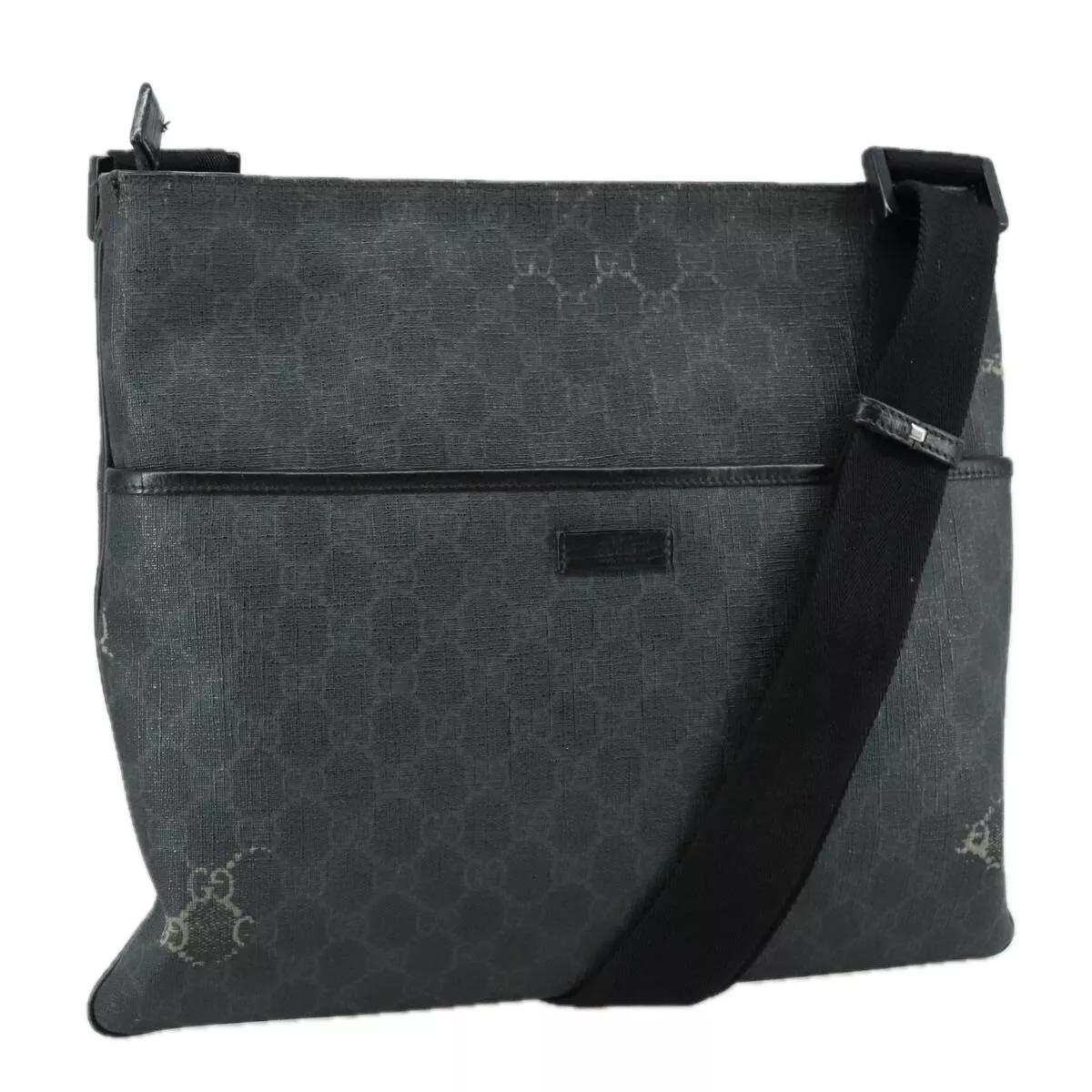 Sac à bandoulière GUCCI GG Supreme PVC cuir noir 162904 authentique yk16293