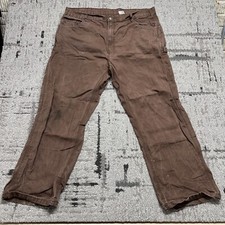 BERNE Pants 42x30 MENS Washed Duck Carpenter Brown Relaxed Fit Work Wear