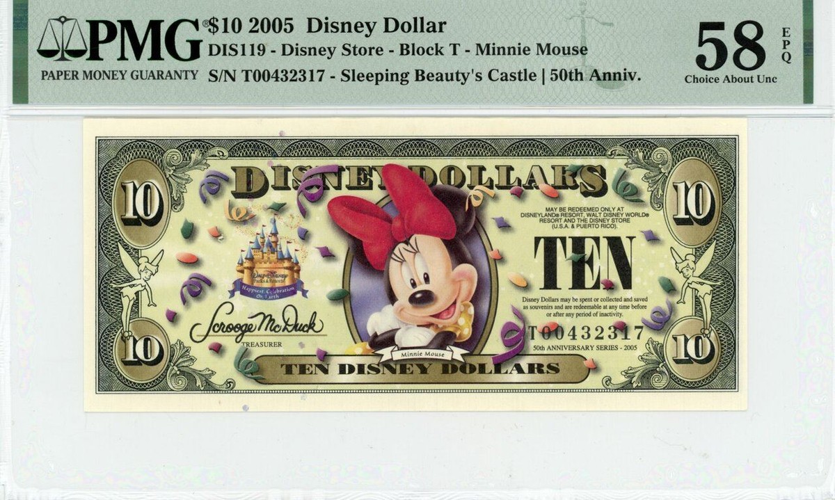 2005 $10 Disney Dollar Minnie Mouse PMG 58 EPQ (DIS119) | eBay