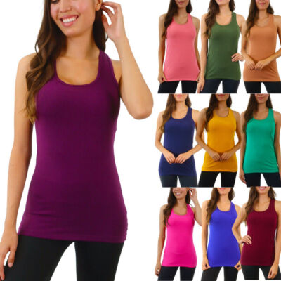 Damen Tank Top Bluse Shirt Trägertop Trägershirt Rundhalzausschnitt Unterhemd 90