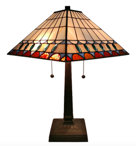 Tiffany Style Rustic Vintage End Table Lamp Stained Glass ...