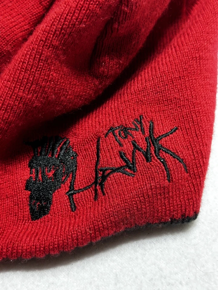 Tony Hawk Rojo Negro Tejido Reversible Bordado Gorra - Talla Única Rayas Adolescentes Niño Foto 3 de 4