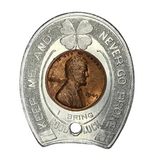 1940 Encased Lincoln Cent Never Go Broke Duquesne Beer #