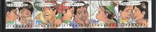 SINGAPOUR 1993 GREETINGS BOOKLET PANE SE-TENANT STRIP COMP. LOT DE 5 TIMBRES ...