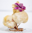 Japanese Vintage Yellow Easter Decoration Pom Pom Chenille Chick w/ Pink Flower — photo 2