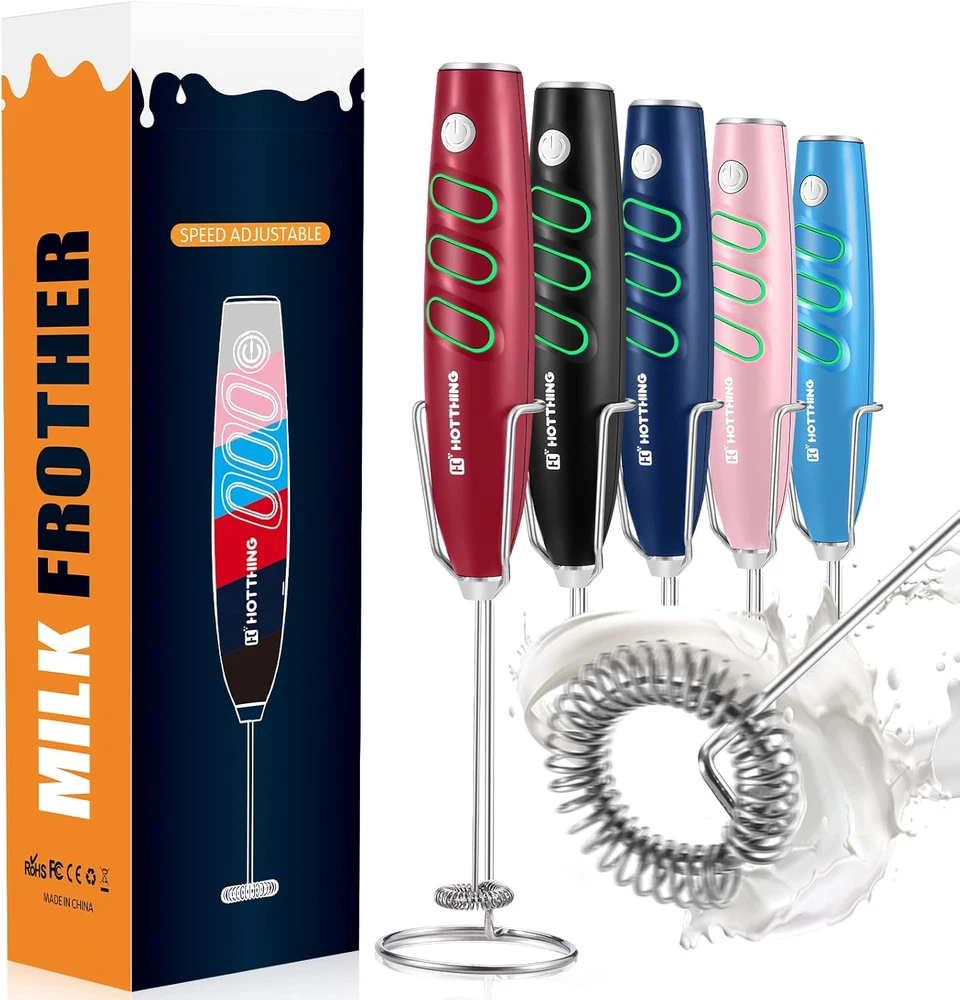 Milk Frother for Coffee, Hand Mixer, Handheld Electric Whisk, Battery Operated D