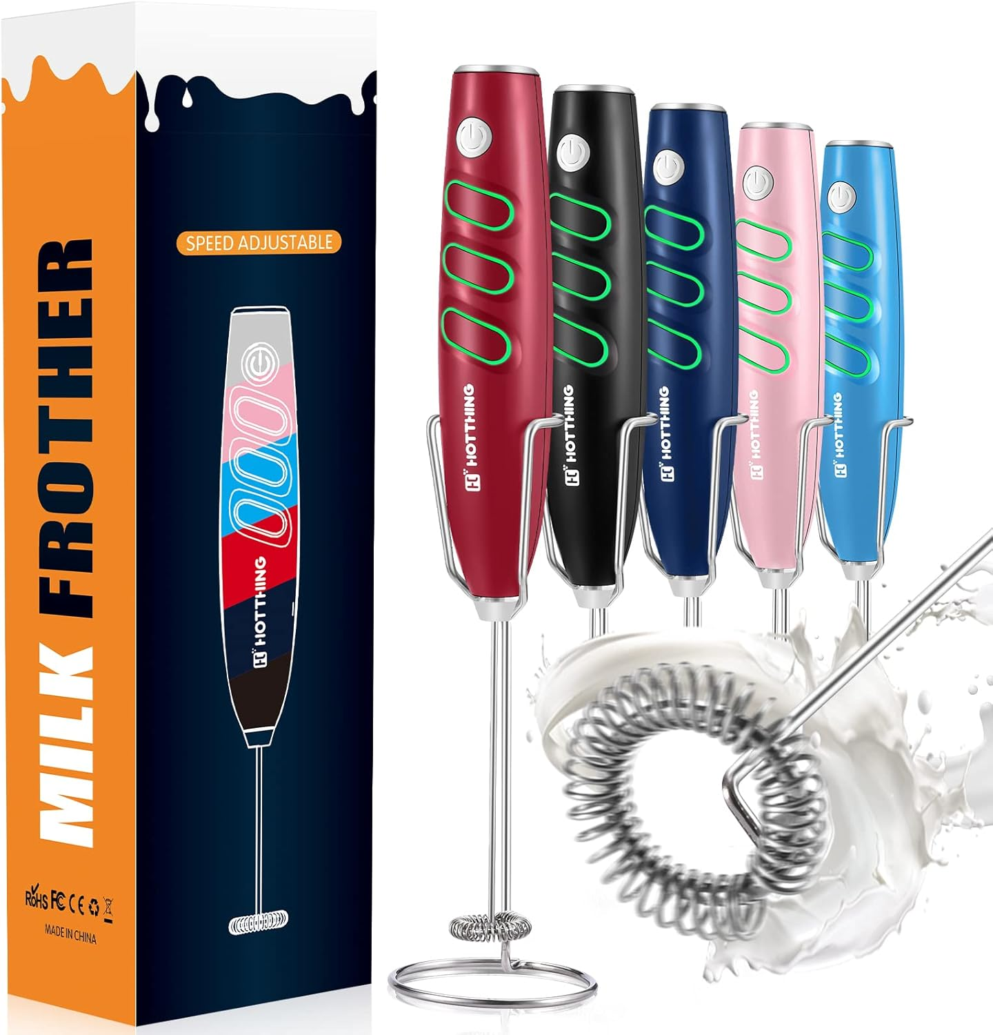 Milk Frother for Coffee, Hand Mixer, Handheld Electric Whisk, Battery Operated D-image