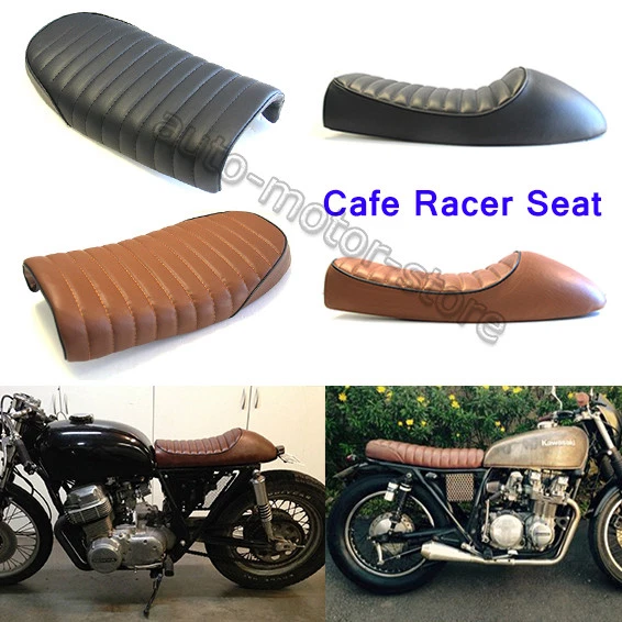 Sillín plano/joroba universal para motocicleta Café Racer reacondicionamiento cojín de asiento suave vintage Foto 3 de 4