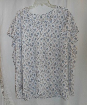 LOFT WHITE PINK BLUE FLORAL SHORT SLEEVE BLOUSE SHIRT WOMEN'S PLUS SIZE 26  NEW