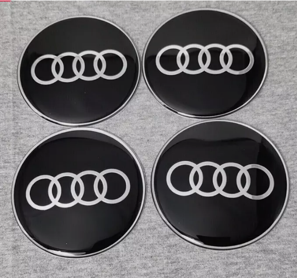 Set of 4 Black Wheel Center Stickers 65MM For Audi 4x for Audi Sticker Logo A3