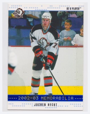 2002-03 In the Game Be A Player Memorabilia Sapphire 86 Jochen Hecht ed/100