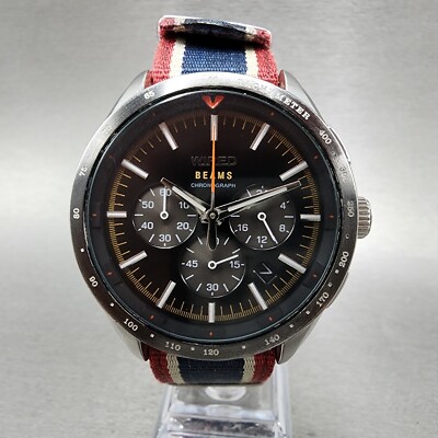 Seiko Wired Chronograph Watch Men 44mm Black Dial Silver Tone VK63