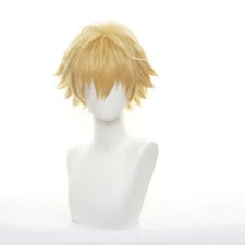 For Cosplay Wig Short Golden Party Halloween+Free Cap