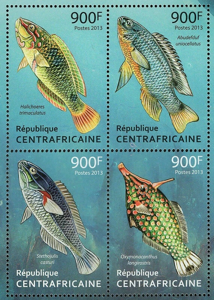 Sello de peces tropicales Halichoeres Trimaculatus Stethojulis Casturi S/S MNH #4196 Foto 2 de 4