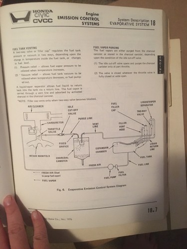 1976 Genuine Honda Civic CVCC Service Manual - Picture 7 of 8