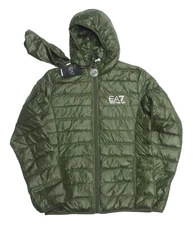 EA7 Emporio Armani Forest Night Green Puffer Down Packable Full Zip Jacket $245