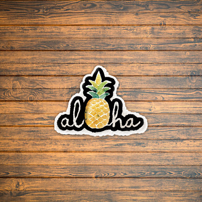Aloha Pineapple Sticker - Tropical Fruit Decal for Laptops, Water Bottles, Journ