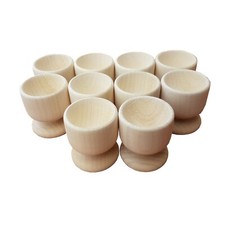 Image of Wooden Egg Cups, Set of 10, Made of Natural Beech Wood, Unpainted