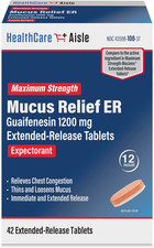 Guaifenesin 1200 Mg Extended Release - 42 Tablets - Mucus Relief Expectorant for