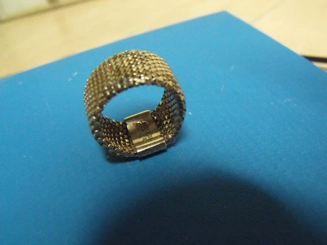 BELLEZA OT TURQUÍA ELEGANTE PLACA ORO 14K MALLA 12 MM TALLA 8 ANILLOS Foto 3 de 4