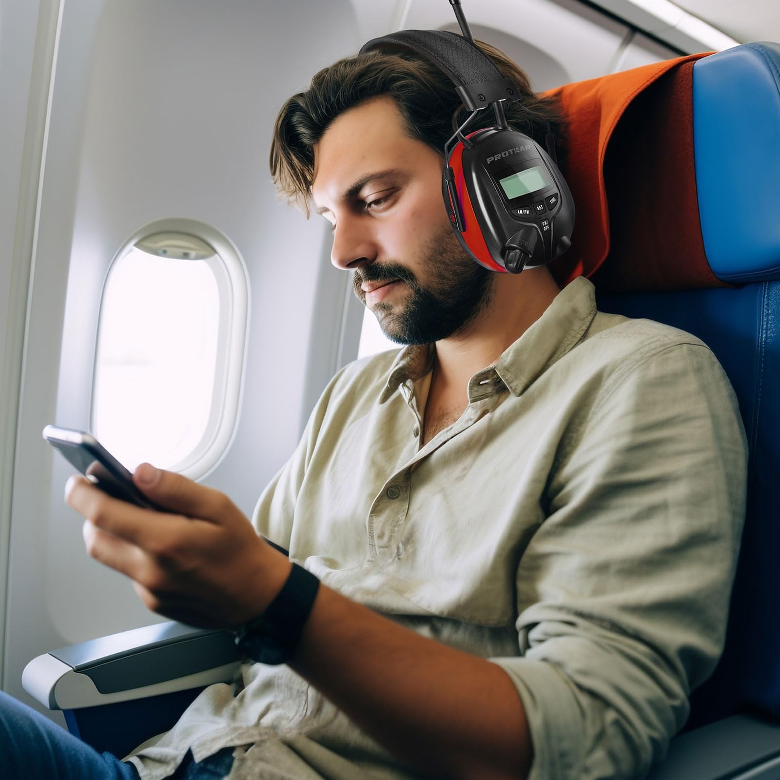 AM/FM Radio Headphones 25dB NRR,Noise Reduction Safety Earmuffs,Digital Displ...