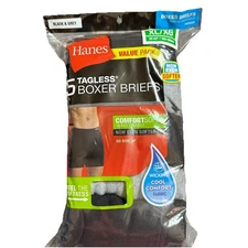 Hanes Mens Boxer Briefs XL 5-pk Tagless Wicking Cool Comfort Soft Black Gray New