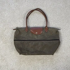 Longchamp Le Pliage Expandable Nylon Tote Back Green/Brown Medium