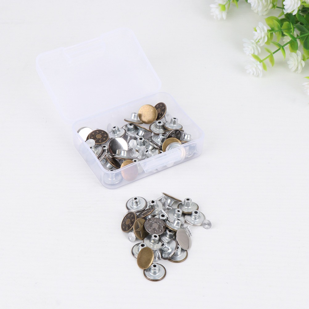 50 Sets Snap Button Fastener Buttons for Clothes Jean Replacement Kit